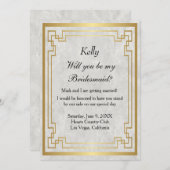 金ゴールド幾何学模様ホワイトマーブルブライドメイド 招待状 (正面/裏面)