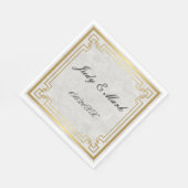 金ゴールド幾何学模様ホワイトマーブル結婚紙 スタンダードランチョンナプキン (角)