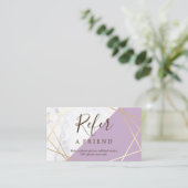 金ゴールド幾何学模様マーブルラベンダー紹介 名刺 (スタンド正面)