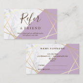 金ゴールド幾何学模様マーブルラベンダー紹介 名刺 (正面/裏面)