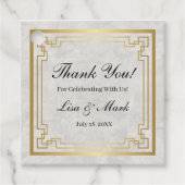 金ゴールド幾何学模様(白結婚大理石) フェイバータグ (正面)