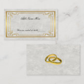 金ゴールド幾何学模様(白結婚大理石) プレイスカード (正面/裏面)