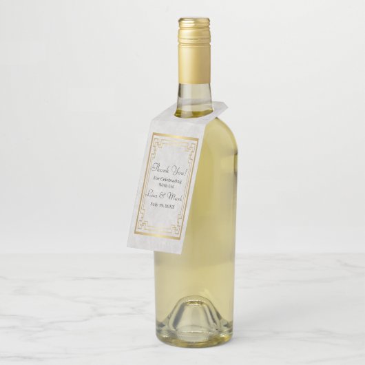 金ゴールド幾何学模様(白結婚大理石) ボトルネックタグ (アングル)