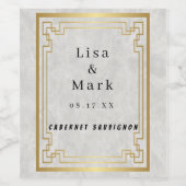 金ゴールド幾何学模様(白結婚大理石) ワインラベル (シングルラベル)