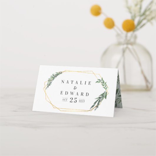 金ゴールド幾何学水彩 プレイスカード (正面)