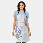 金ゴールド幾何学水色葉状花枠       エプロン (着用した状態)