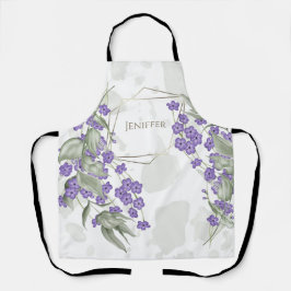 金ゴールド幾何学水色葉状花枠       エプロン