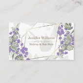 金ゴールド幾何学水色葉状花枠       名刺 (正面)