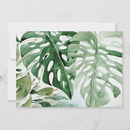 金ゴールド幾何学熱帯グリーンパーム葉結婚ズ 招待状 (裏面)