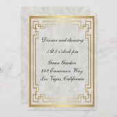 金ゴールド幾何学白大理石ウェディングレセプションカード 招待状 (正面/裏面)