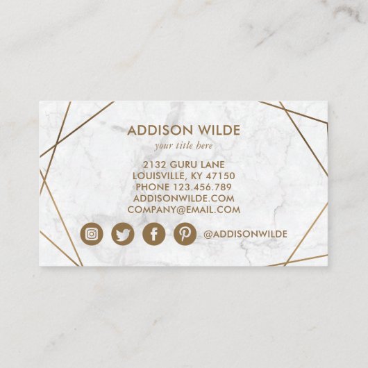 金ゴールド幾何学白大理石抽象芸術ロイヤリティカード ロイヤリティカード (裏面)