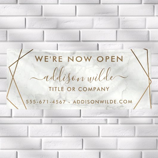 金ゴールド幾何学白大理石抽象芸術事業 横断幕