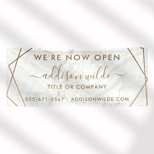 金ゴールド幾何学白大理石抽象芸術事業 横断幕