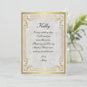 金ゴールド幾何学白大理石結婚のメイド・オブ・オーナー（花嫁付き添い人） 招待状 (スタンド正面)