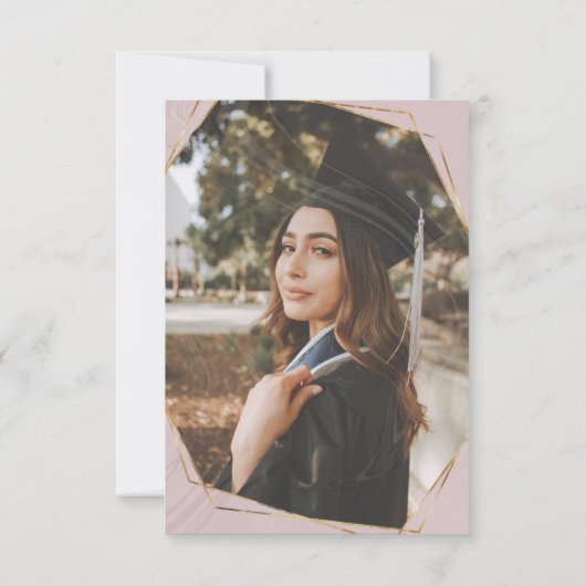 金ゴールド幾何学的な大理石の写真卒業パーティーの招待 招待状 (裏面)