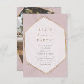 金ゴールド幾何学的な大理石の写真卒業パーティーの招待 招待状 (正面/裏面)