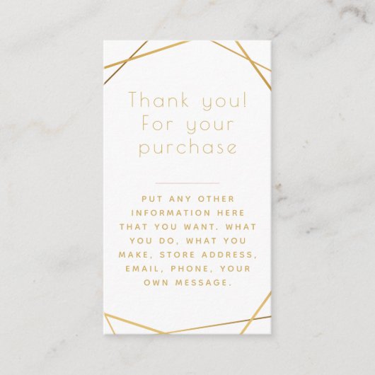 金ゴールド幾何学的な挿入カード（顧客注文の場合） エンクロージャーカード (正面)