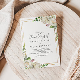 金ゴールド幾何学的な牡丹のフローラ結婚The's 招待状