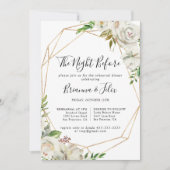 金ゴールド幾何学的な牡丹の夜リハーサルディナー前 招待状 (正面)