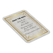 金ゴールド幾何学的な白い大理石の結婚式の日付を保存 マグネット (右側)