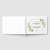 金ゴールド幾何学的な緑のエレガントな結婚式 ゲストブック (全面)