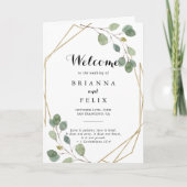 金ゴールド幾何学的な緑のユーカリ折り結婚畳み プログラム (正面)