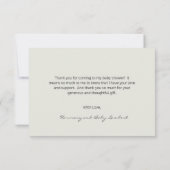 金ゴールド幾何学的な緑男女兼用の赤ちゃんシャワー サンキューカード (裏面)