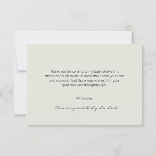 金ゴールド幾何学的な緑男女兼用の赤ちゃんシャワー サンキューカード (裏面)