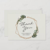 金ゴールド幾何学的な緑男女兼用の赤ちゃんシャワー サンキューカード (正面/裏面)