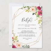 金ゴールド幾何学的な緑BabyQベビーシャワーバーベキュー 招待状