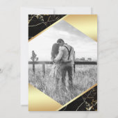 金ゴールド幾何学的な黒い大理石の結婚写真 招待状 (裏面)