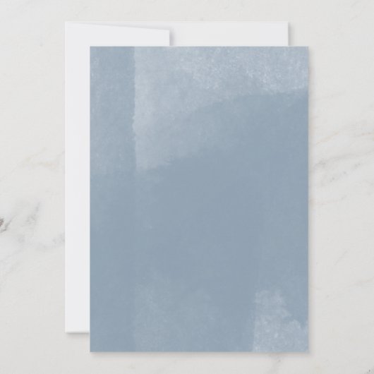 金ゴールド幾何学的ほこりっぽいブルーフローラブライダルシャワー 招待状 (裏面)