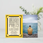 金ゴールド幾何学的アールデコ誕生日パーティーの招待 (スタンド正面)