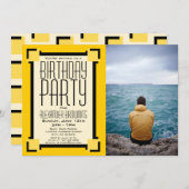 金ゴールド幾何学的アールデコ誕生日パーティーの招待 (正面/裏面)