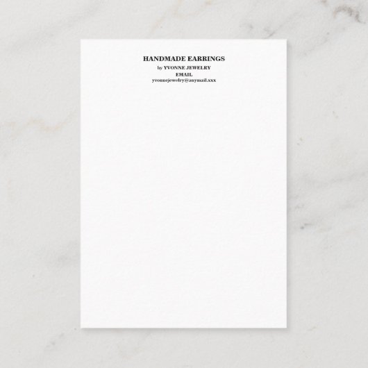 金ゴールド幾何学的イヤリング表示名刺 名刺 (裏面)