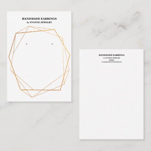 金ゴールド幾何学的イヤリング表示名刺 名刺 (正面/裏面)