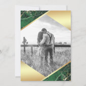 金ゴールド幾何学的エメラルドグリーン大理石結婚写真 招待状 (裏面)