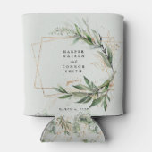 金ゴールド幾何学的エレガントユーカリ結婚モス 缶クーラー (裏面)