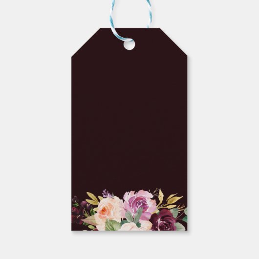 金ゴールド幾何学的グリーンブルゴーニュフローラありがとう ギフトタグ (裏面)