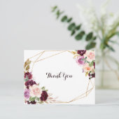 金ゴールド幾何学的グリーンブルゴーニュフローラありがとう ポストカード (スタンド正面)