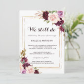 金ゴールド幾何学的グリーンブルゴーニュフローラ誓の更新 招待状 (スタンド正面)