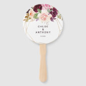 金ゴールド幾何学的グリーンブルゴーニュ結婚フローラ ハンドファン (正面)