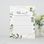 金ゴールド幾何学的グリーン誰が私のブライダルシャワーゲーム (スタンド正面)