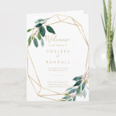 金ゴールド幾何学的シックなユーカリ折り結婚返し プログラム (正面)