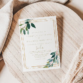 金ゴールド幾何学的シックスペインのユーカリ結婚ス 招待状