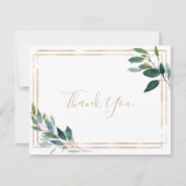 金ゴールド幾何学的シック結婚ユーカリ サンキューカード (正面)