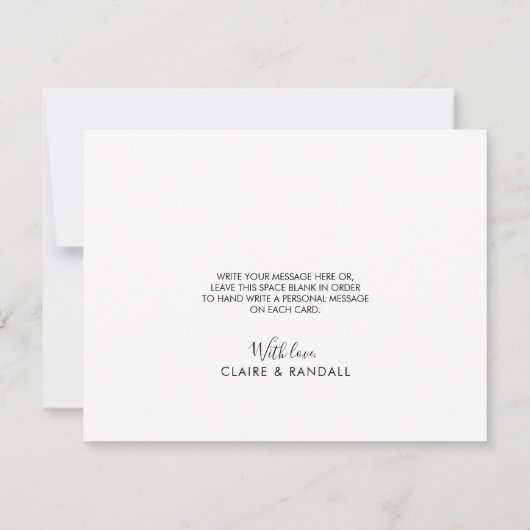 金ゴールド幾何学的シック結婚ユーカリ サンキューカード (裏面)