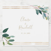 金ゴールド幾何学的シック結婚ユーカリ スパークリングワインラベル (シングルラベル)