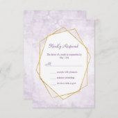 金ゴールド幾何学的ダイヤモンドラベンダーウェディングRSVP 出欠カード (正面/裏面)