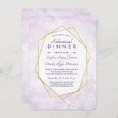 金ゴールド幾何学的ダイヤモンドラベンダーリハーサルディナー 招待状 (正面/裏面)